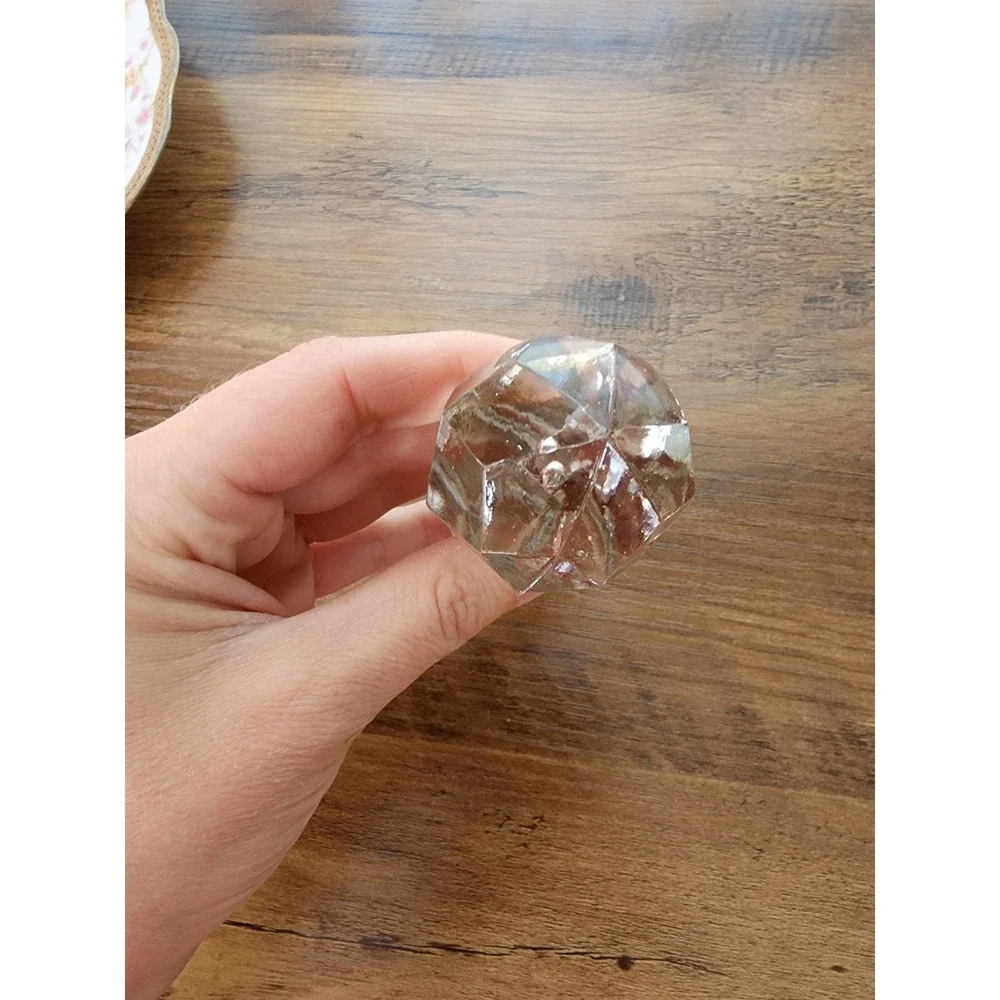 Clear Blown Glass Decanter Bottle Stopper Only Barware Cut Heavy Vintage Bubbles